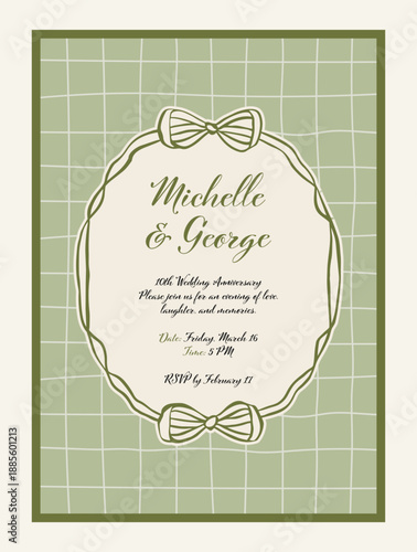 Elegant Wedding Anniversary Invitation Vector Template. Perfect for: wedding anniversaries, event planners, invitation card designers, and romantic celebrations.