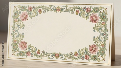 Vintage floral decorative border design card.