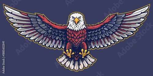 Majestic bald eagle with wings spread a striking patriotic illustration