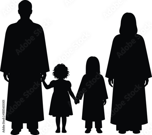 Set of Beautiful Silhouettes of Pregnant Women Walking and Posing in Long Dresses Isolated on White Background for Maternity Design