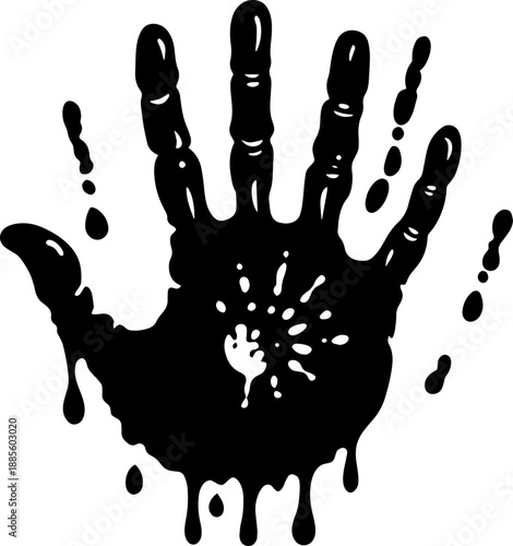 Wallpaper Mural A black silhouette of a hand with dripping fluids and splatter effects. Torontodigital.ca