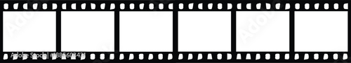 Black film strip frame with empty frames on white background. Classic cinema and photography border design. Ideal for video, movie, editing, retro media, and storytelling layouts. 