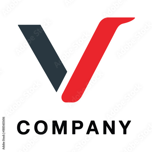 V shaped logo design with company name text icon