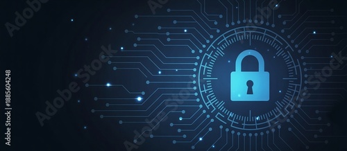 Secure Digital Network Concept with Padlock Icon