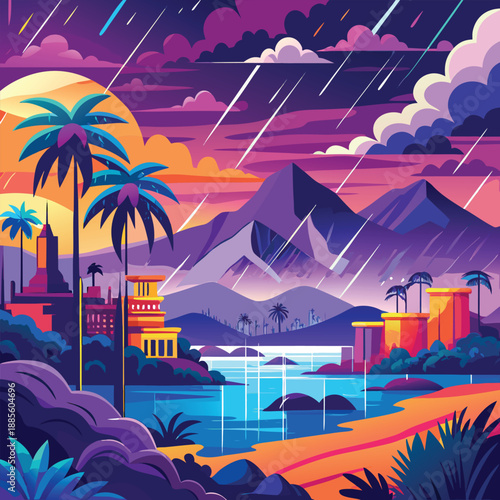 Rain-drenched Cyber Tropics