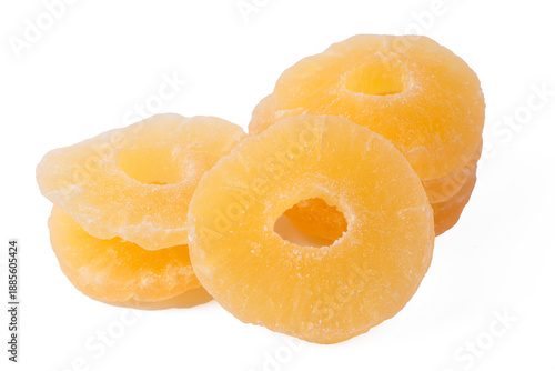 Dried pineapple slices on a...
