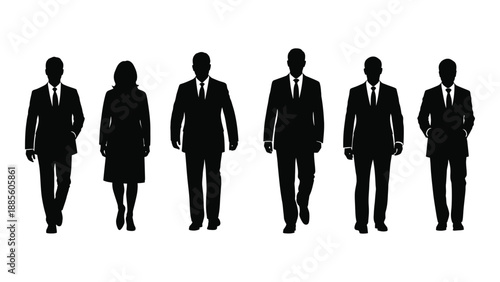 Professional business people walking isolated on white background, Vector