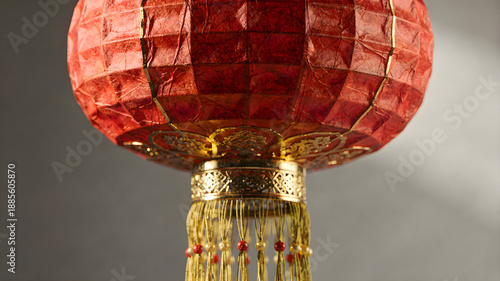 Close up of red and gold   chinese lantern, traditional oriental decoration for festive celebration and cultural holiday atmosphere