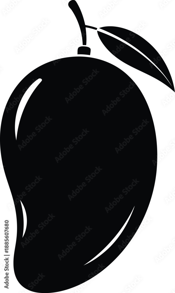 Fototapeta premium Mango fruit silhouette vector illustration isolated on white background