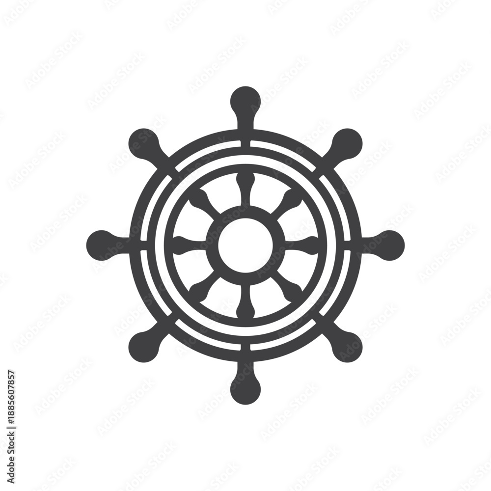 Fototapeta premium ancient boat steering logo design