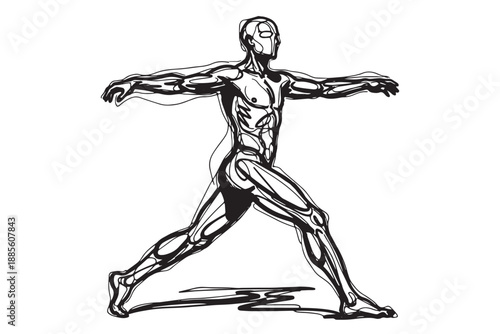 A dynamic illustration of a muscular man in a powerful stance showcasing his physique