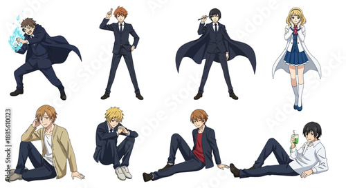 Anime characters in dynamic poses for modern storytelling projects