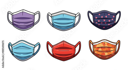 Colorful face masks in various patterns and designs