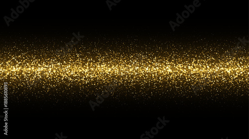 Wallpaper Mural Gold glitter confetti line on black. Shiny glowing particles forming bright horizontal band. Elegant festive decoration for luxury themes. Trendy vector illustration Torontodigital.ca