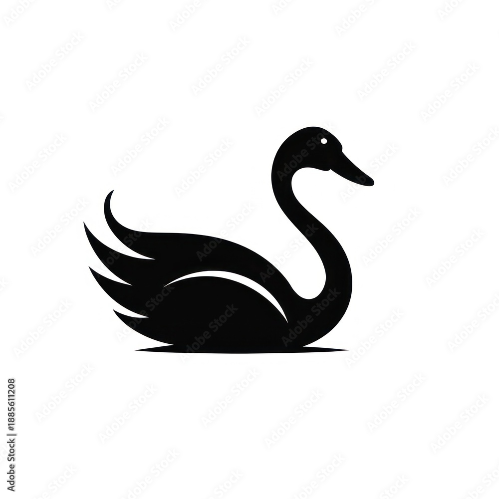 Fototapeta premium Swan logo icon silhouette animal black.