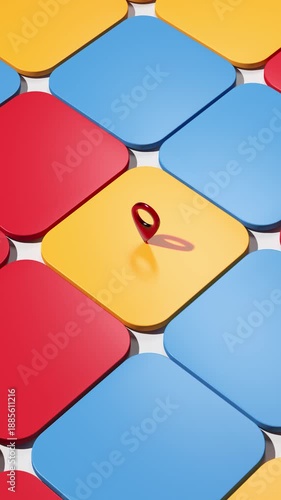 Red sign geolocation on abstract background.