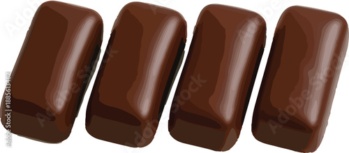Four Rectangular Chocolate Candies Lined Up candy sweets