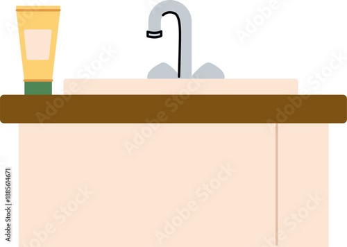Sink With Faucet And Soap Tube Cartoon