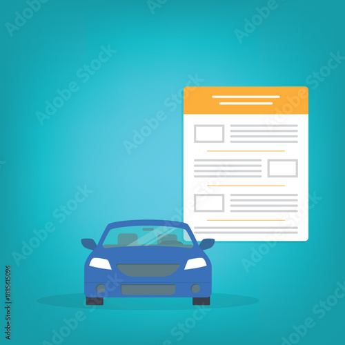 Car money finance credit concept or automobile insurance contract policy document form, tax expenses or cost price budget idea, vehicle accident coverage claim.	