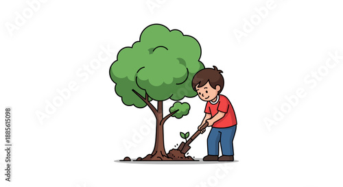 Child Planting a Tree.