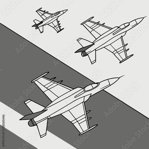 Military jets on a runway with accurate wing details