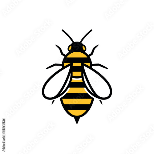 The illustration shows a flying bee with yellow and black stripes in mid-air.
