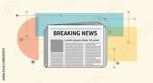 Breaking news newspaper with abstract graphic elements