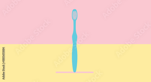 Minimalist blue toothbrush with pastel background
