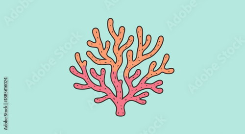 A colorful coral illustration on a light blue background