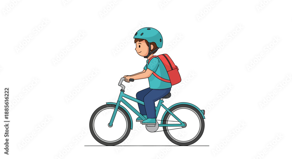 Fototapeta premium Young Boy Riding Bicycle.