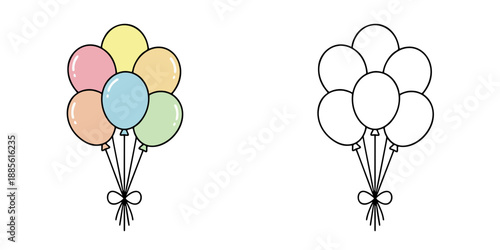 カラフルな風船のアイコンイラスト