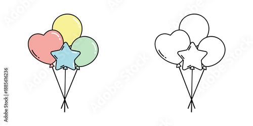 かわいい風船のアイコンイラスト
