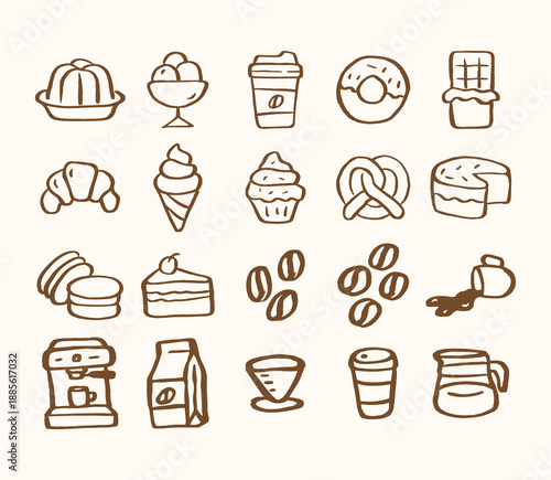 cooffe aqnd bakery doodle set