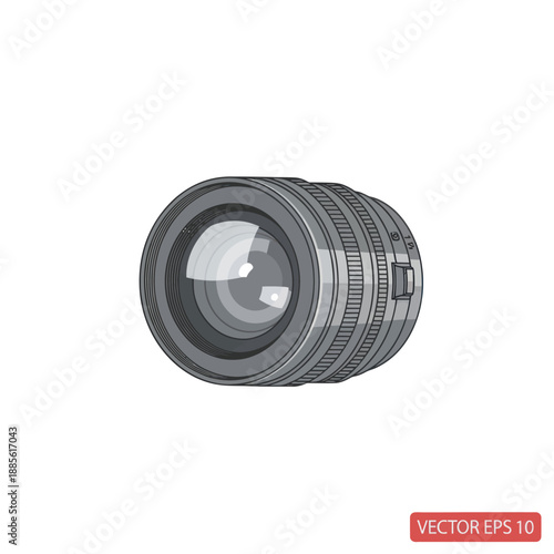 Close-up vector illustration of a camera lens