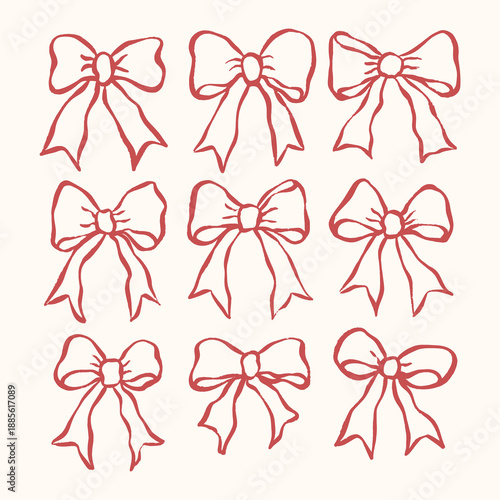 set of red bows illustration