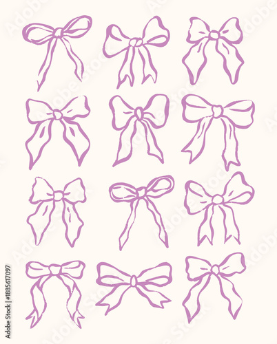 set of pink bows illustration