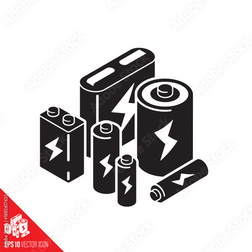 Variety of batteries vector icon