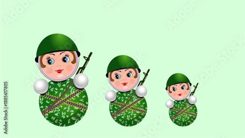 Wallpaper Mural A children's plastic tumbler toy in a military uniform. A doll, a toy. Torontodigital.ca