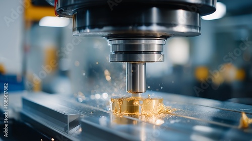 Technical production setup where a calibrated machine handles drilling tasks, supporting quality control, engineering standards, and reliable output. cinematic color correction, natural uneven