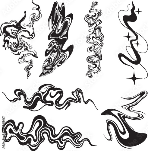 Wave liquify Set vector illustration