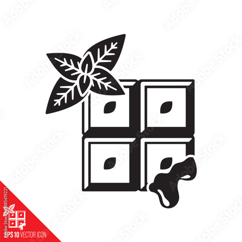 Chocolate with liquid mint filling vector icon