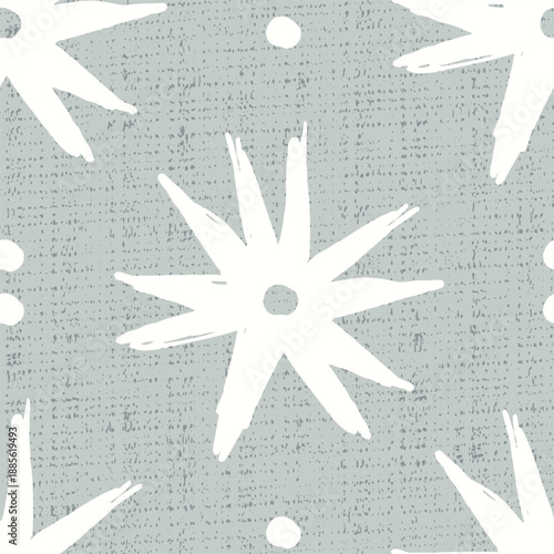 Minimalist geometric star seamless patern. Pagan north star nordic design. Engraving lunar quiet luxury print. Bohemian rustic fabric 