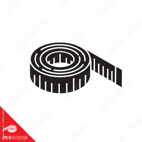 Rolled tape measure vector icon. Tailoring symbol.