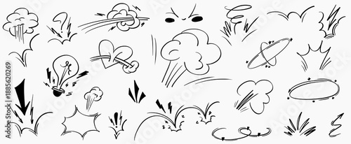 Dynamic comic expression line element set with bold movement, playful doodle arrow and graphic accents. This comic element adds energy, expression, and movement to any design.