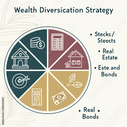 Wealth diversification strategy pie chart with financial