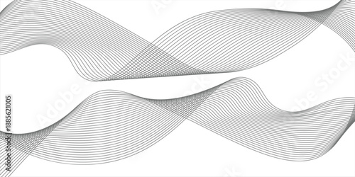 Abstract wave element for design. Digital frequency track equalizer. Stylized line art background. Vector illustration. Wave with lines created using blend tool. smooth gray