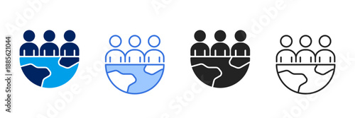 Society Icon Set Different Style Collection. 