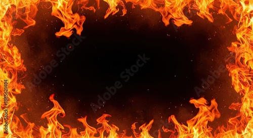 Wallpaper Mural A fiery frame of orange and red flames against a black background. Torontodigital.ca