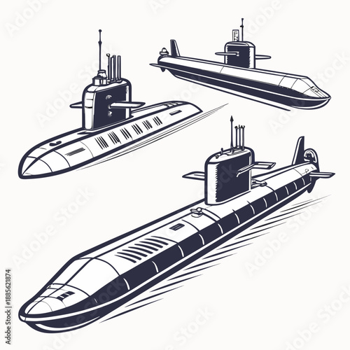 Navy submarines fleet black and white military