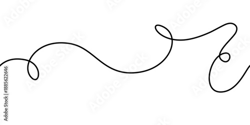 Minimal seamless cable squiggle line, black curvy drawing with loop flow. A seamless cable squiggle line for stylish projects.